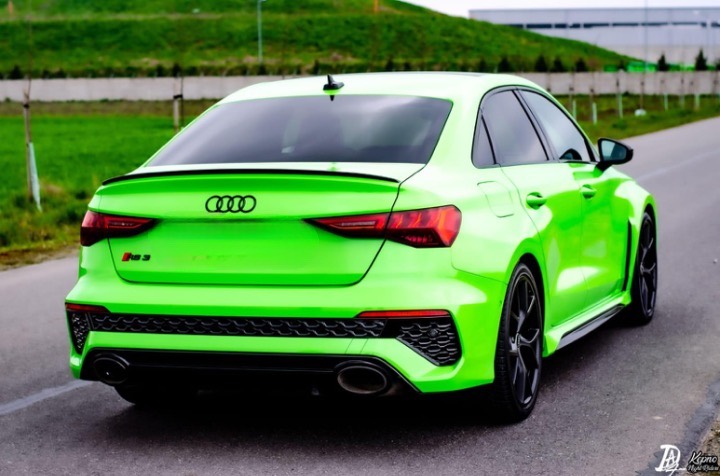 Zielone Audi RS3 po korekcie lakieru